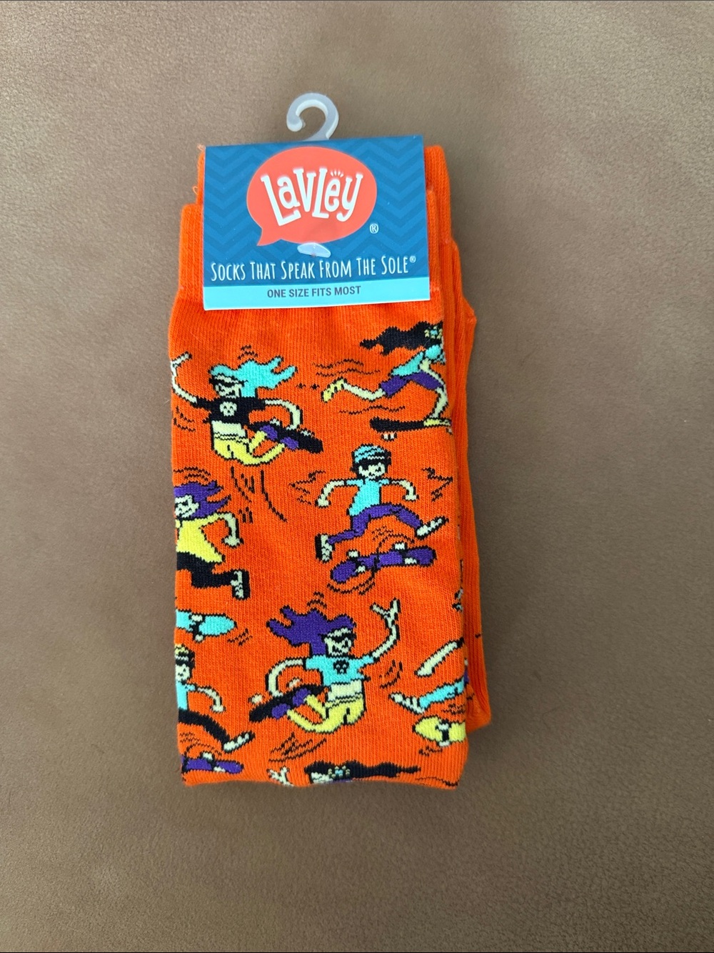 Lavley Orange Skateboarder Crew Socks